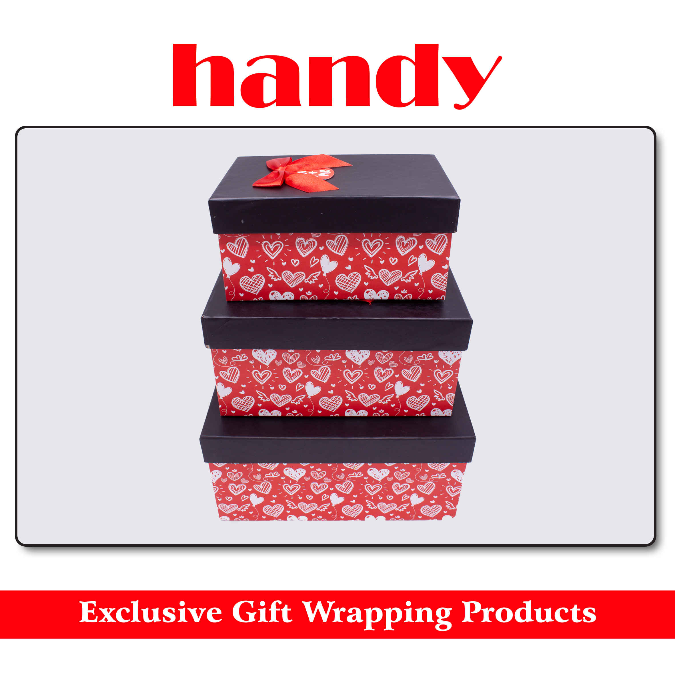 جعبه مستطیل بزرگ سه سایز - طرح قلب