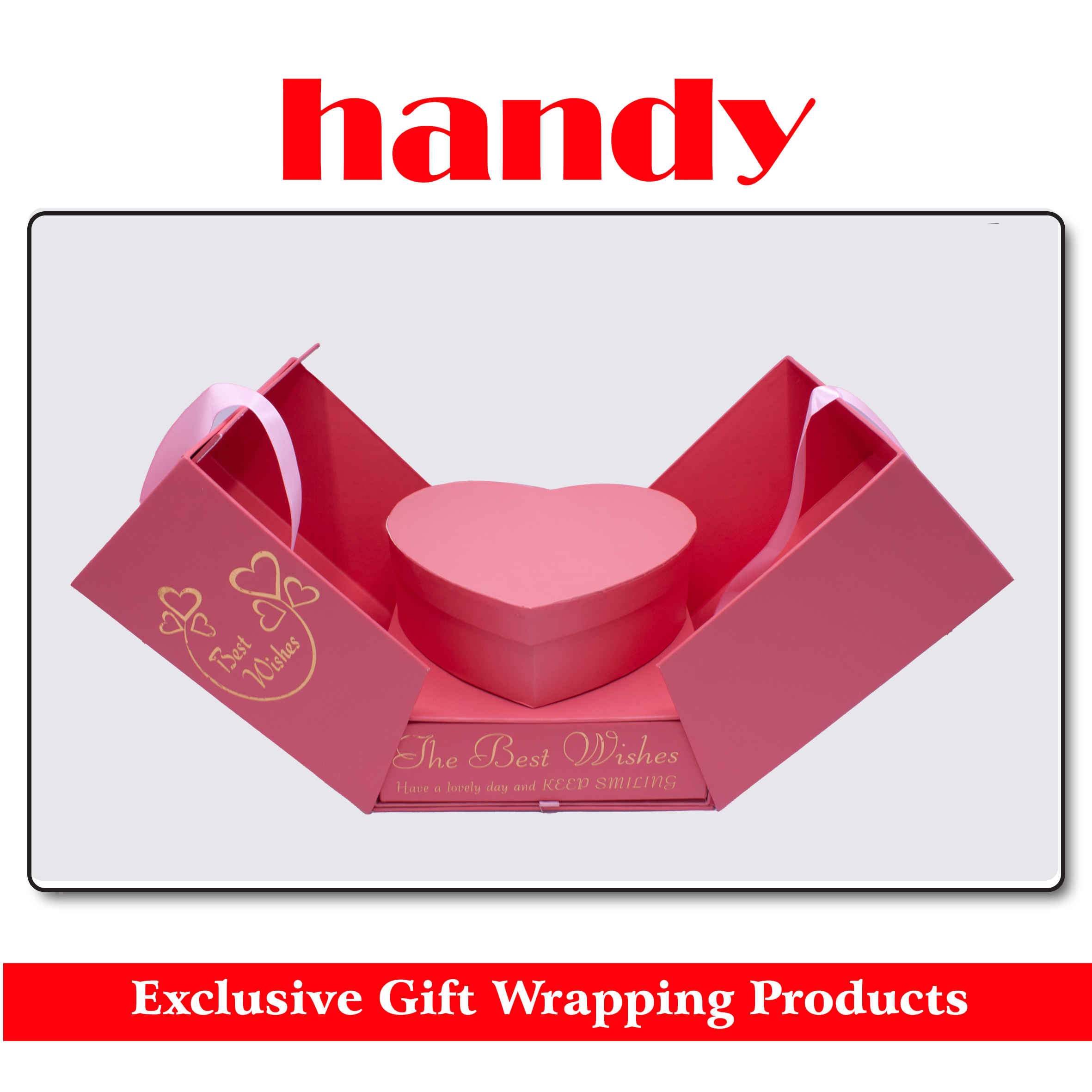 جعبه سورپرایزی مربع روبان دار - گلبهی