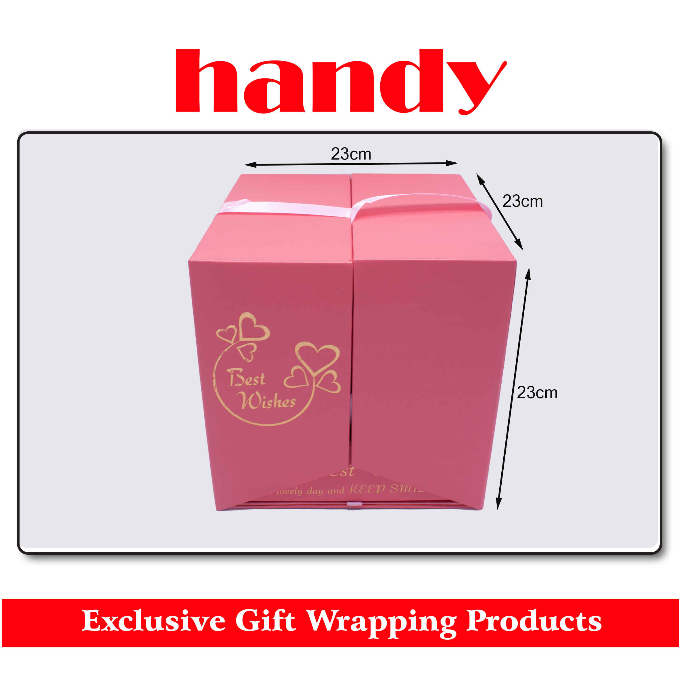 جعبه سورپرایزی مربع روبان دار - گلبهی