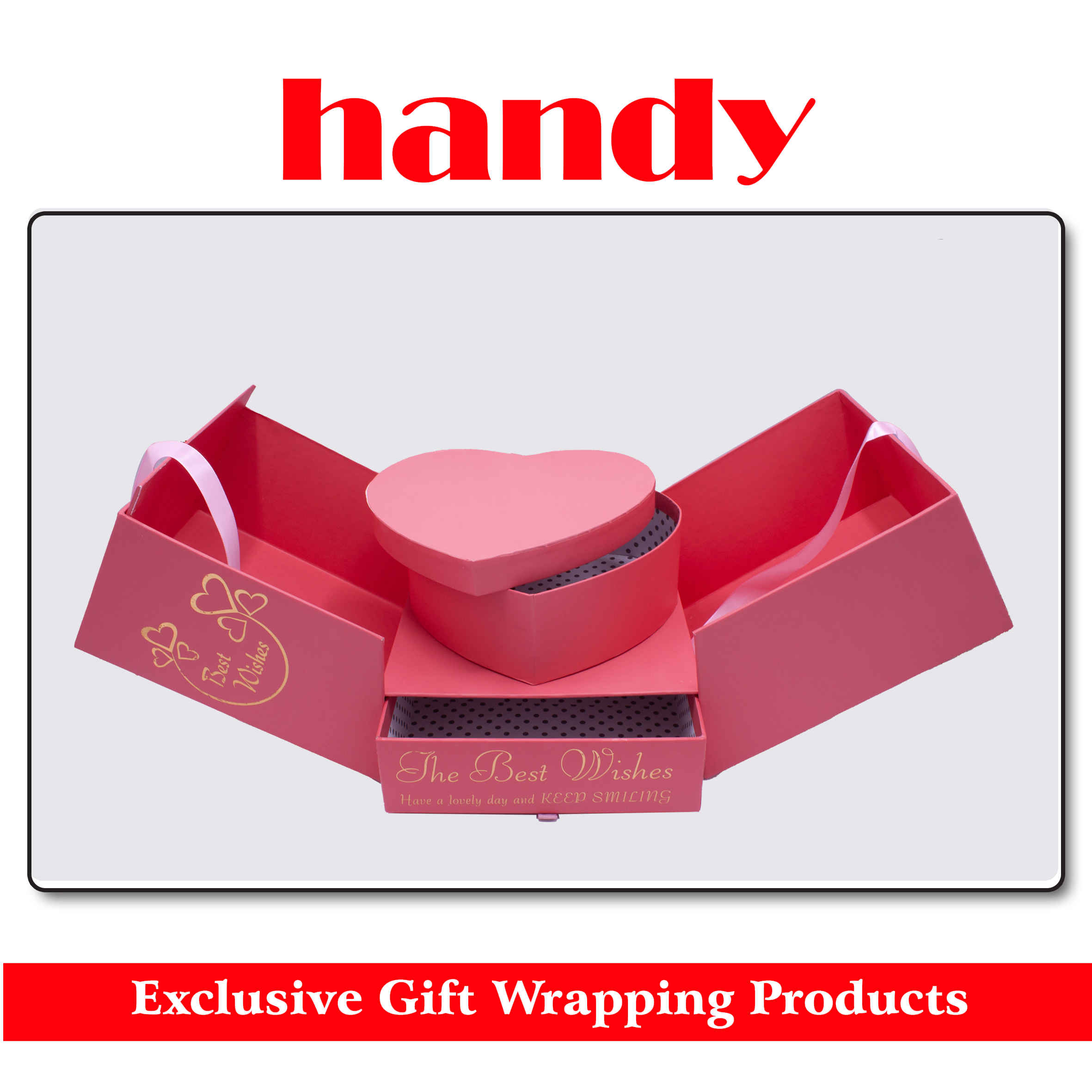 جعبه سورپرایزی مربع روبان دار - گلبهی