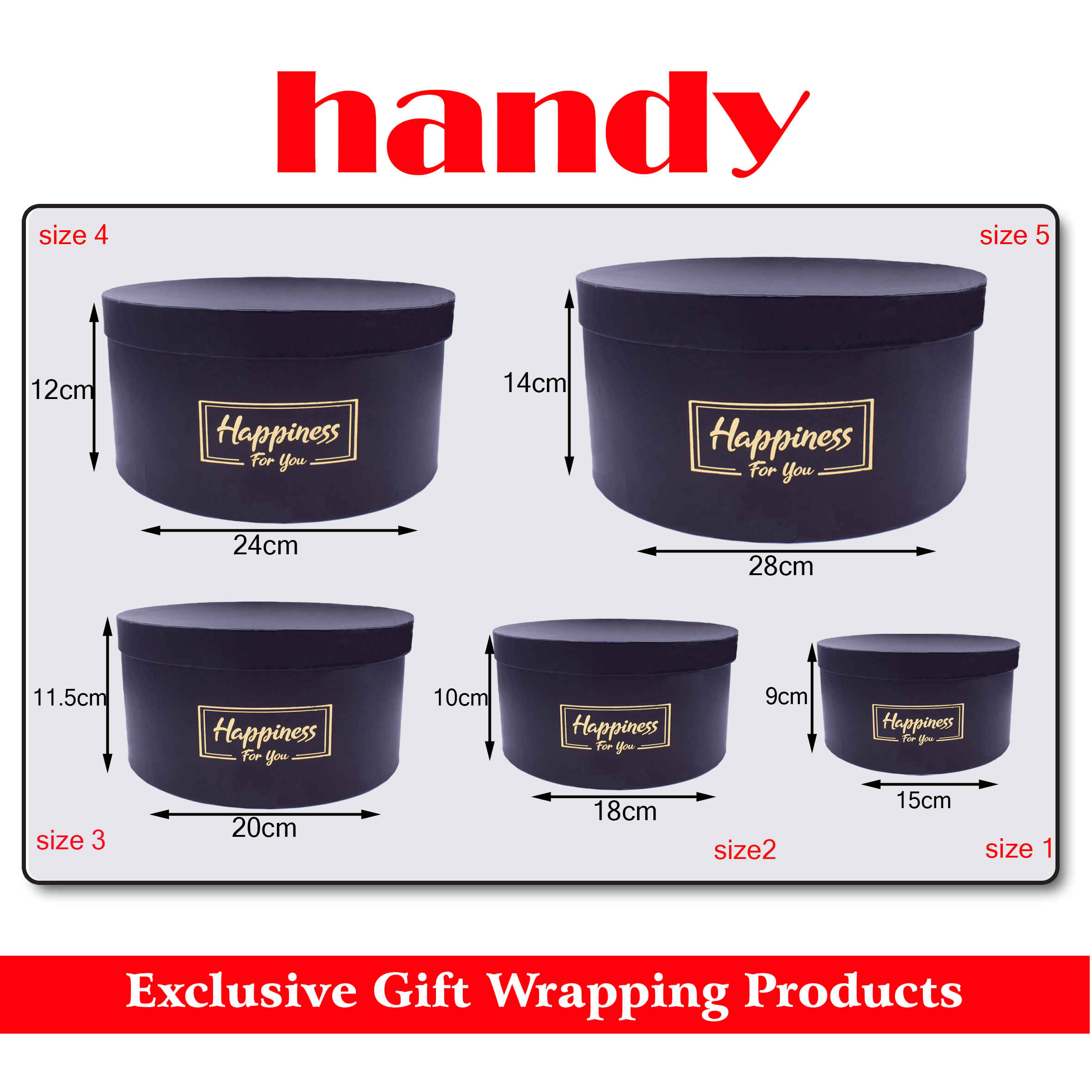 جعبه گرد 5 سایز - مشکی