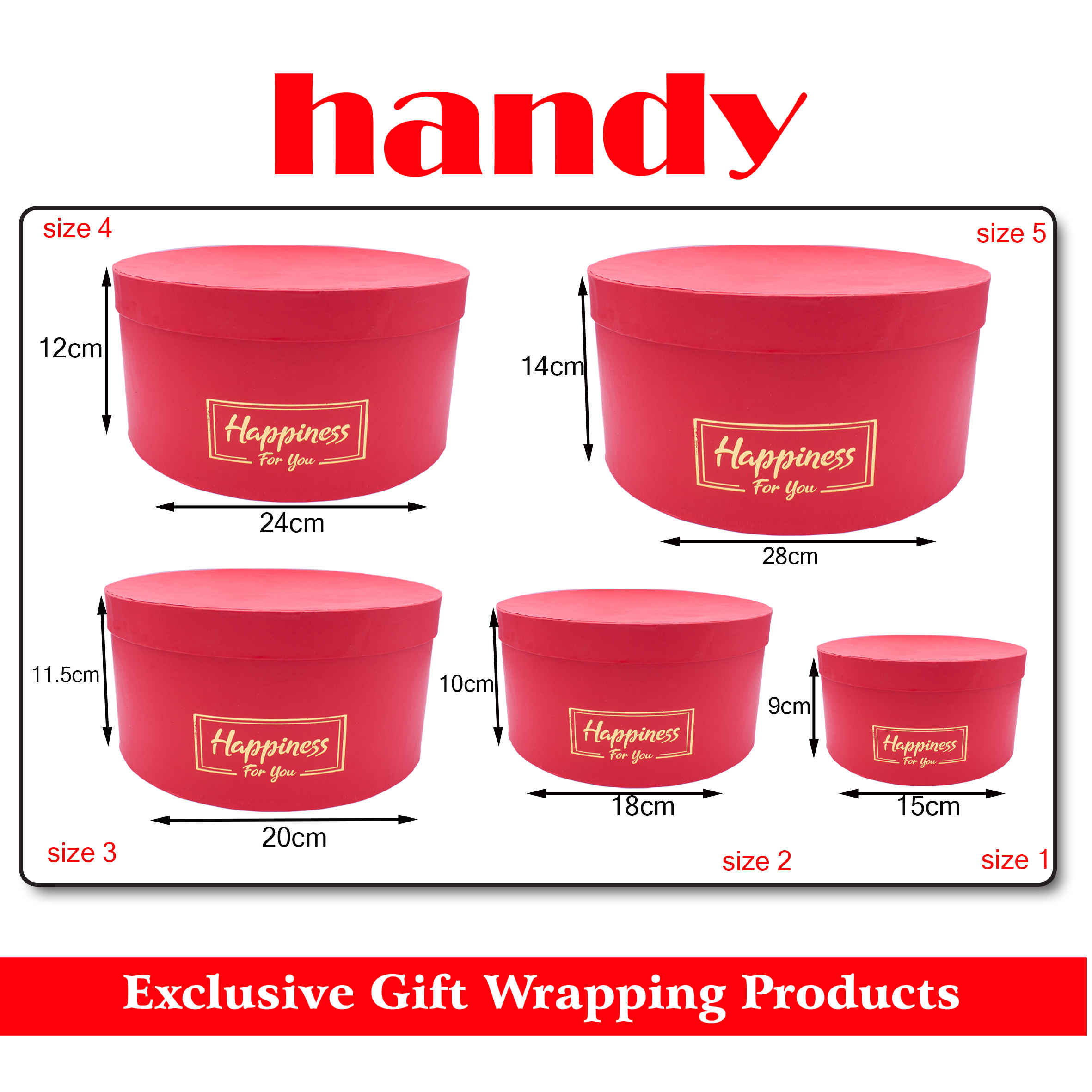جعبه گرد 5 سایز - قرمز