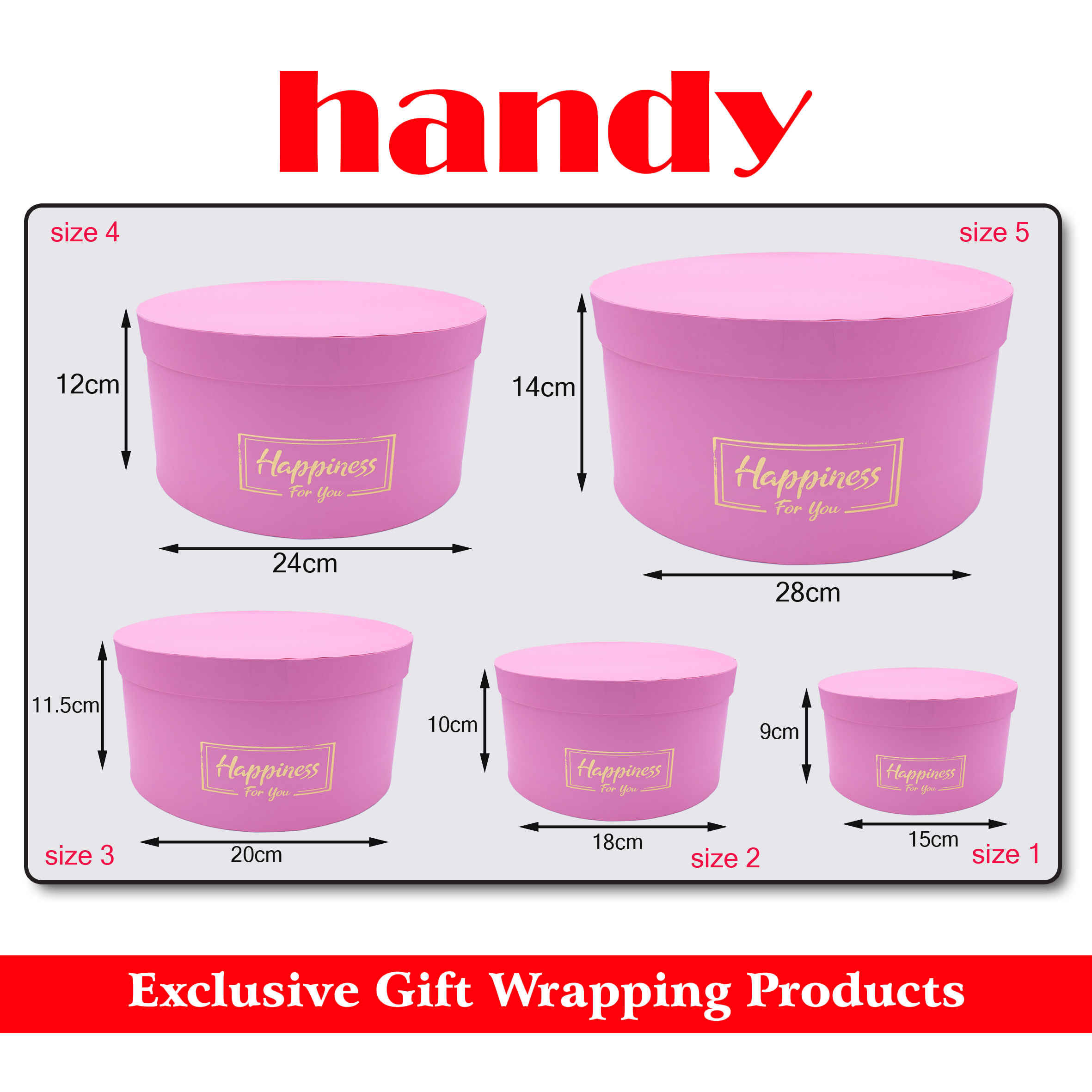 جعبه گرد 5 سایز - صورتی