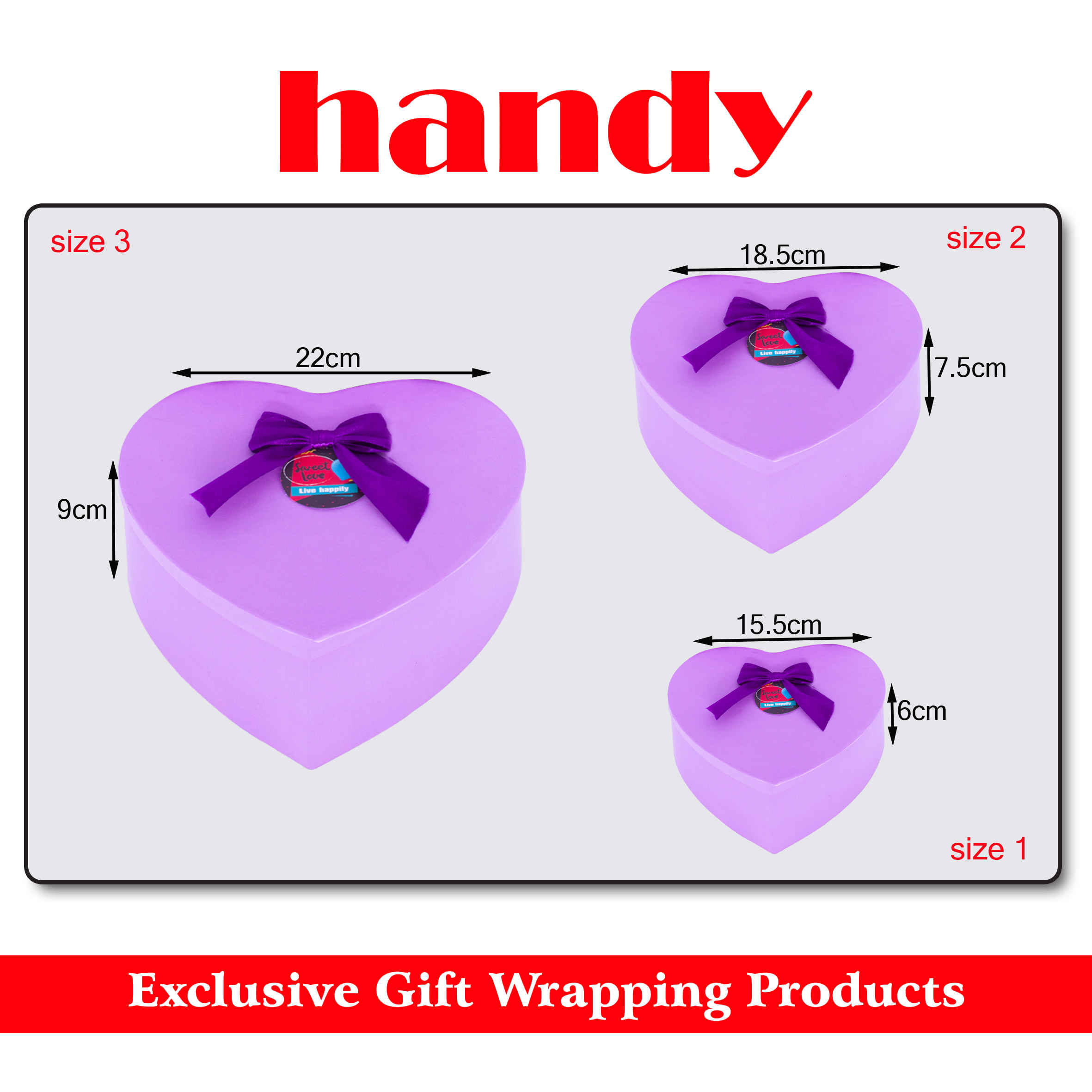 جعبه قلب 3 سایز - یاسی