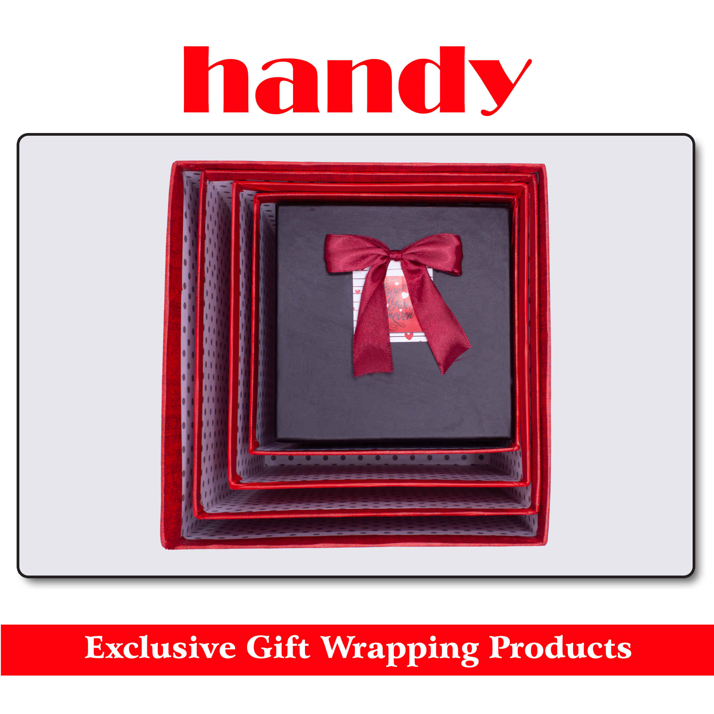 جعبه مربع بلند 5 سایز - قرمز مشکی