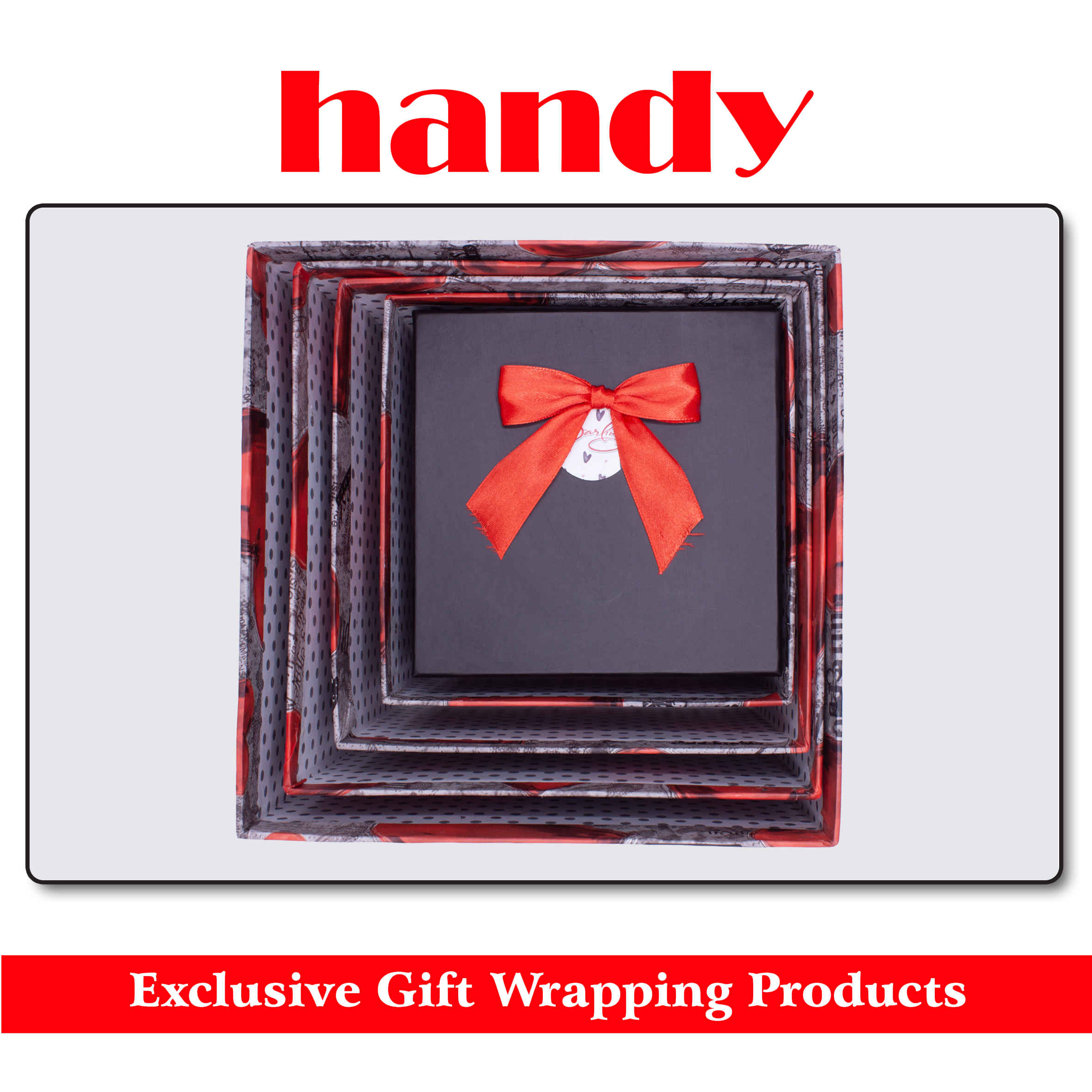 جعبه مربع بلند 5 سایز - طرح قلب