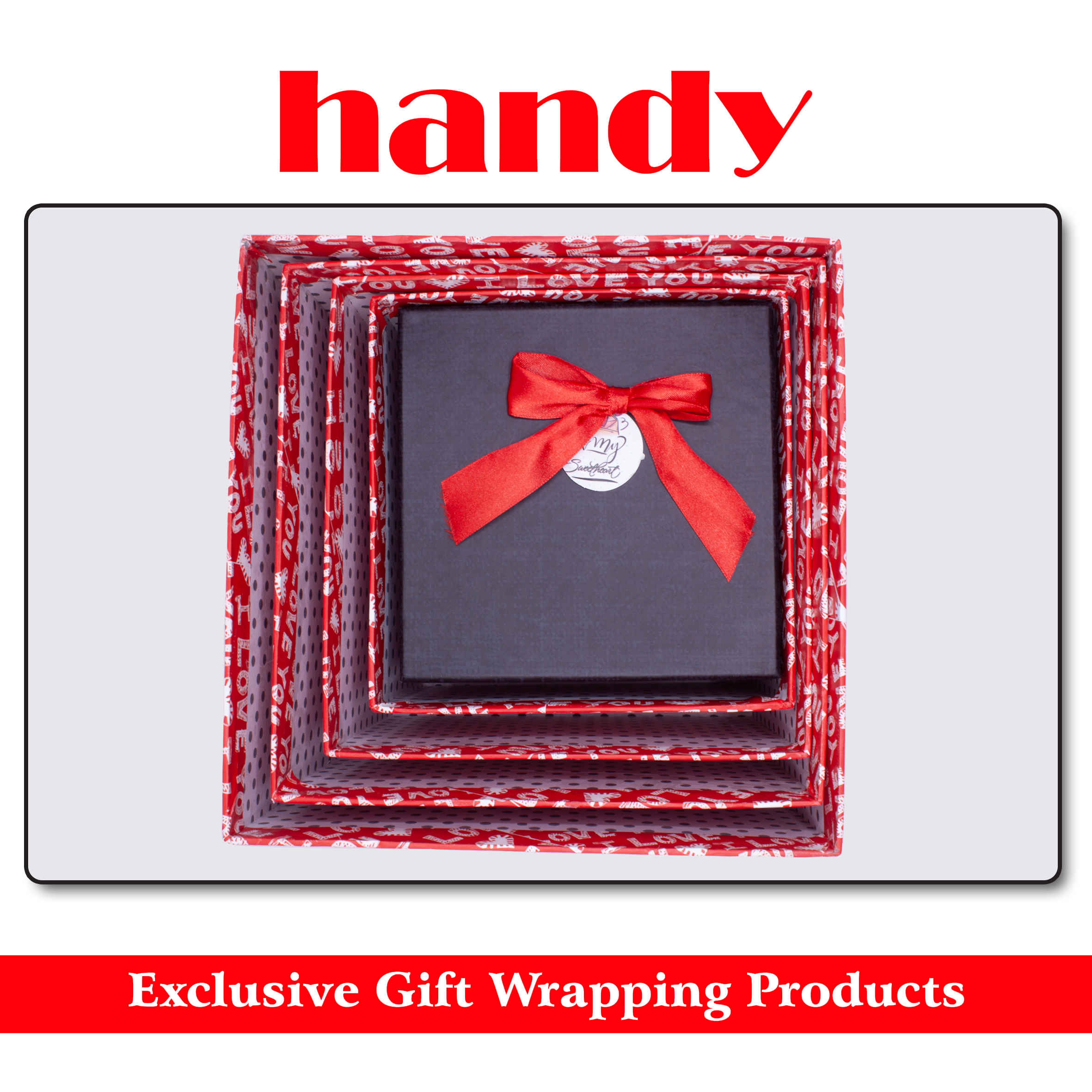 جعبه مربع بلند 5 سایز - طرح قلب