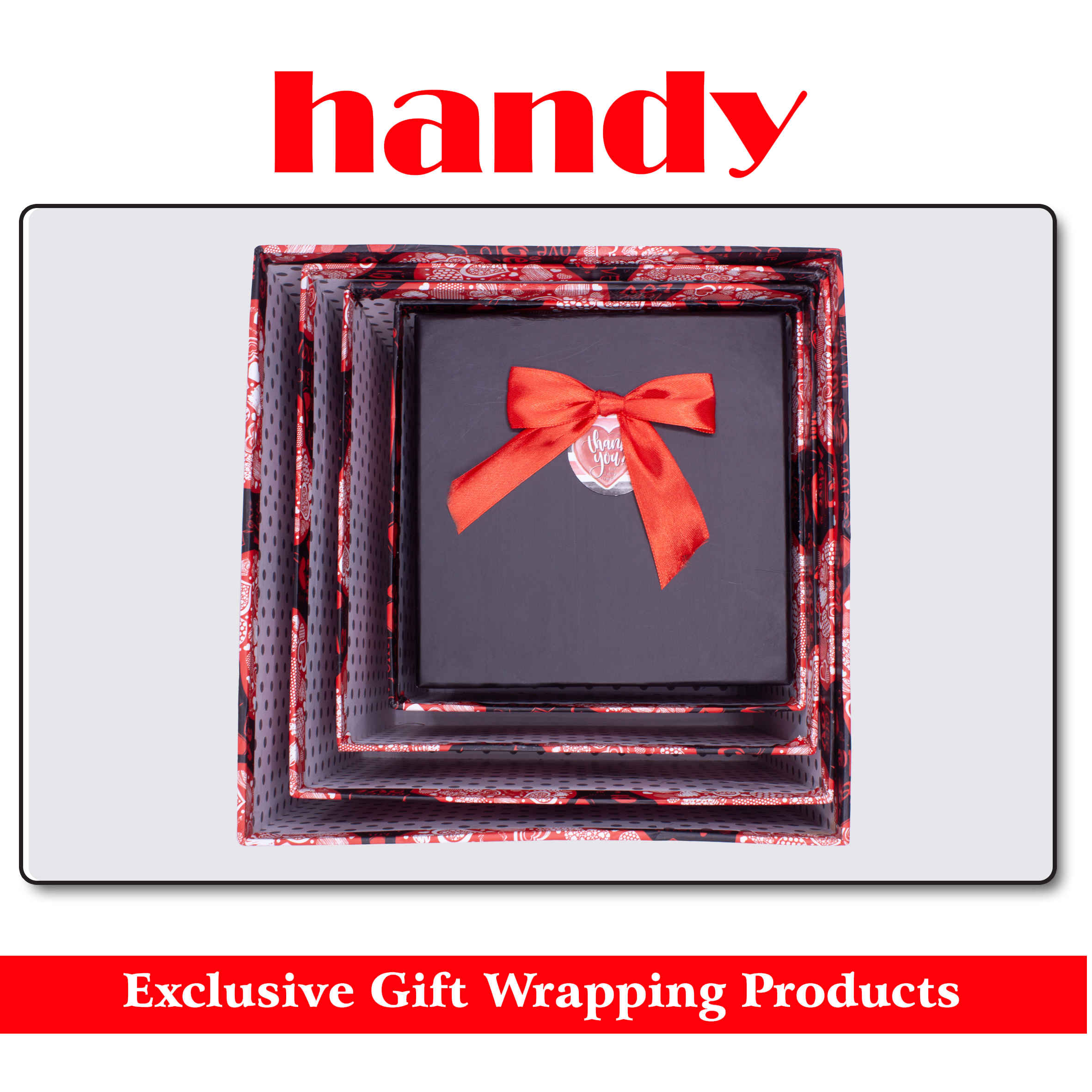 جعبه مربع بلند 5 سایز - طرح قلب