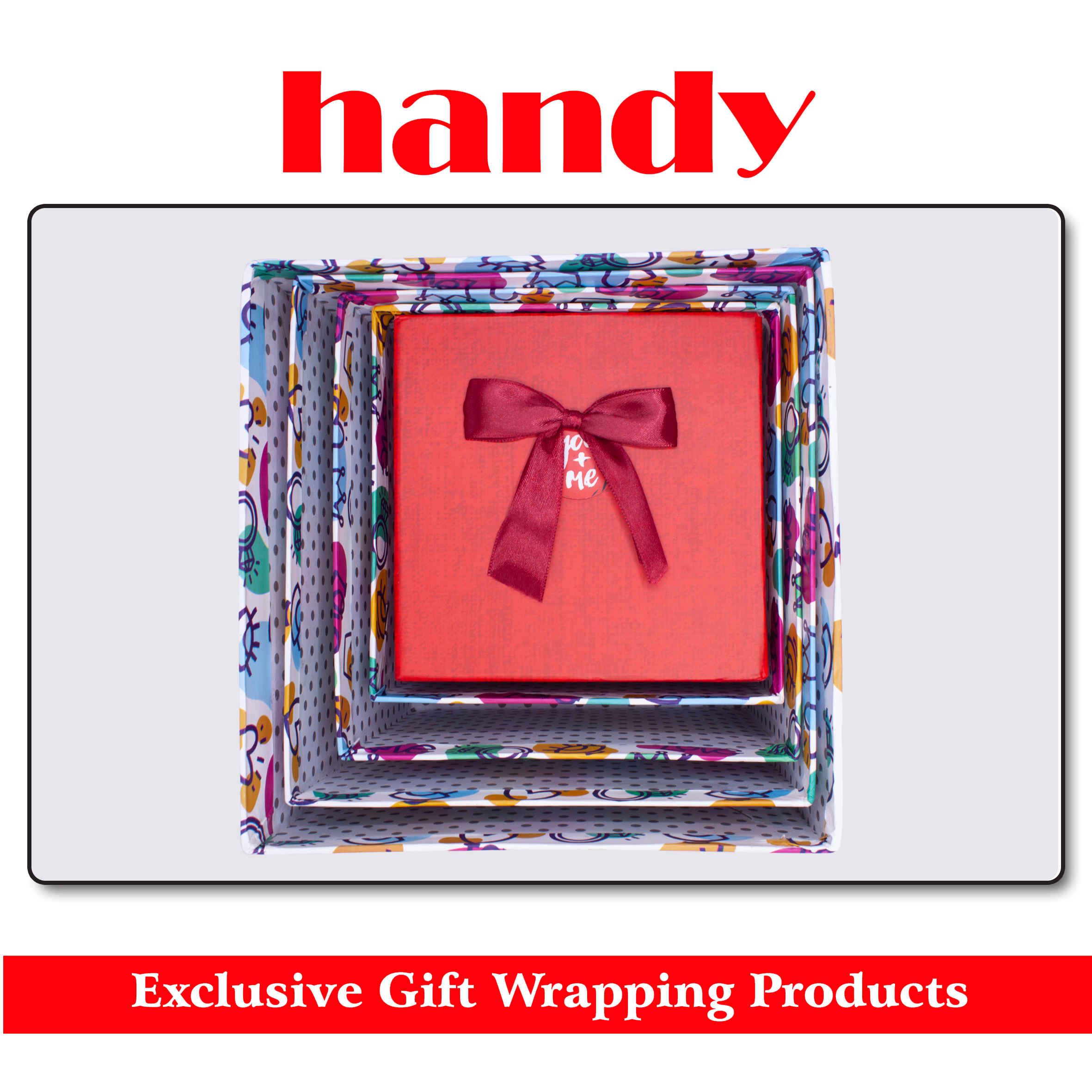 جعبه مربع بلند 5 سایز - طرح قلب