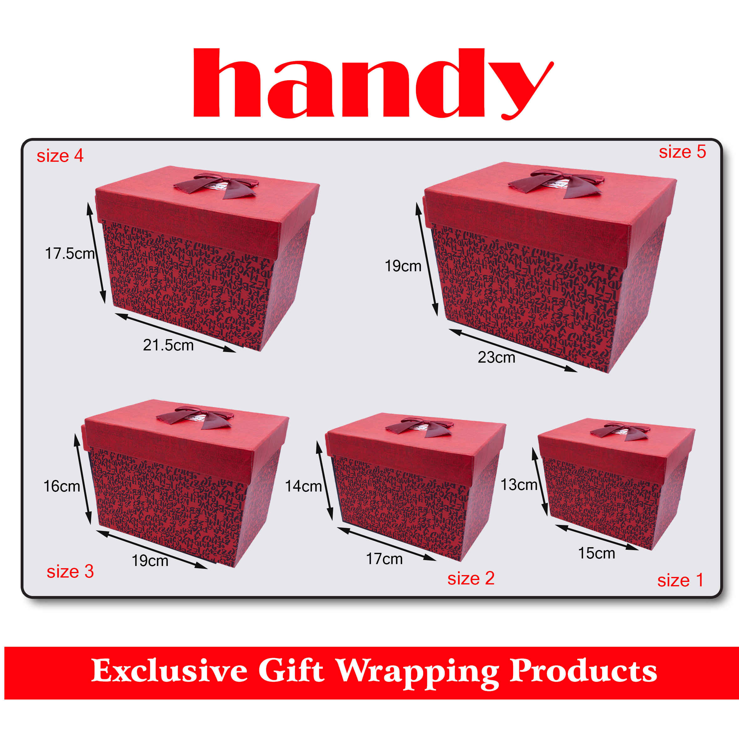 جعبه مربع بلند 5 سایز - طرح قلب