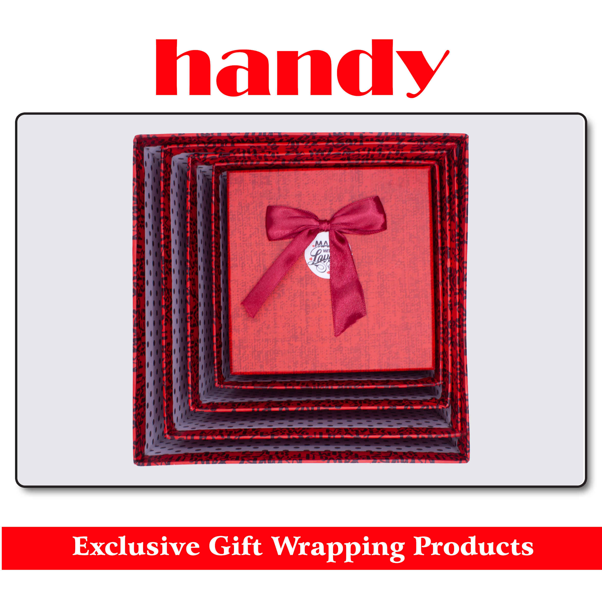 جعبه مربع بلند 5 سایز - طرح قلب