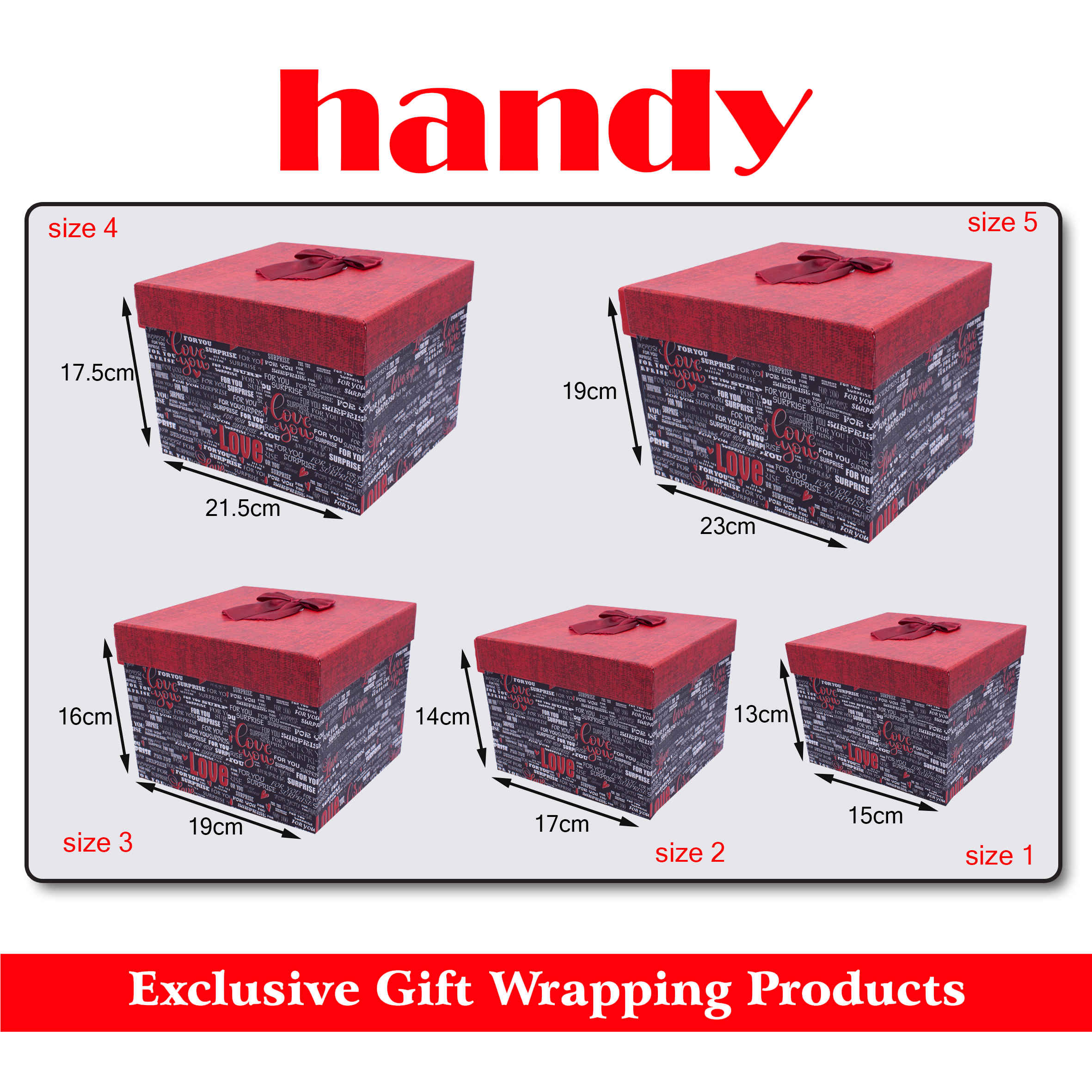 جعبه مربع بلند 5 سایز - طرح روزنامه