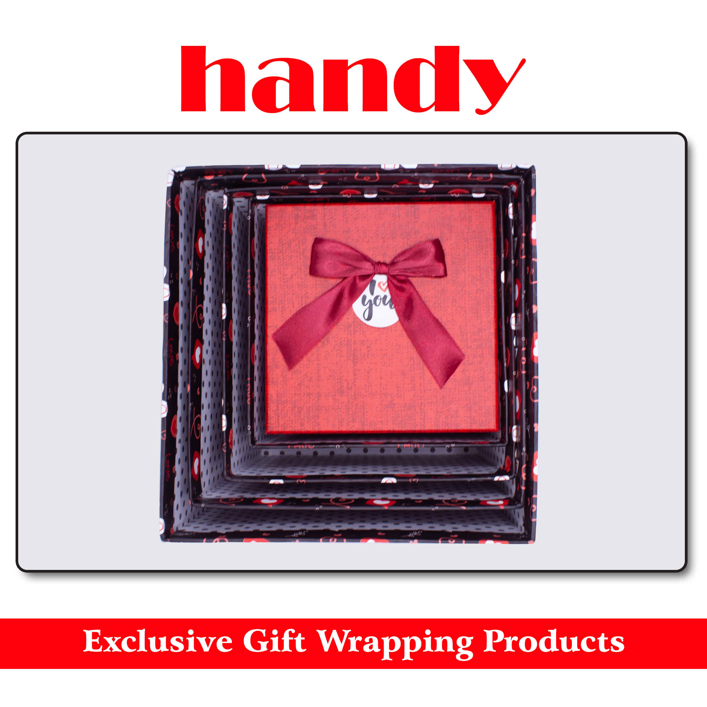 جعبه مربع بلند 5 سایز - طرح قلب