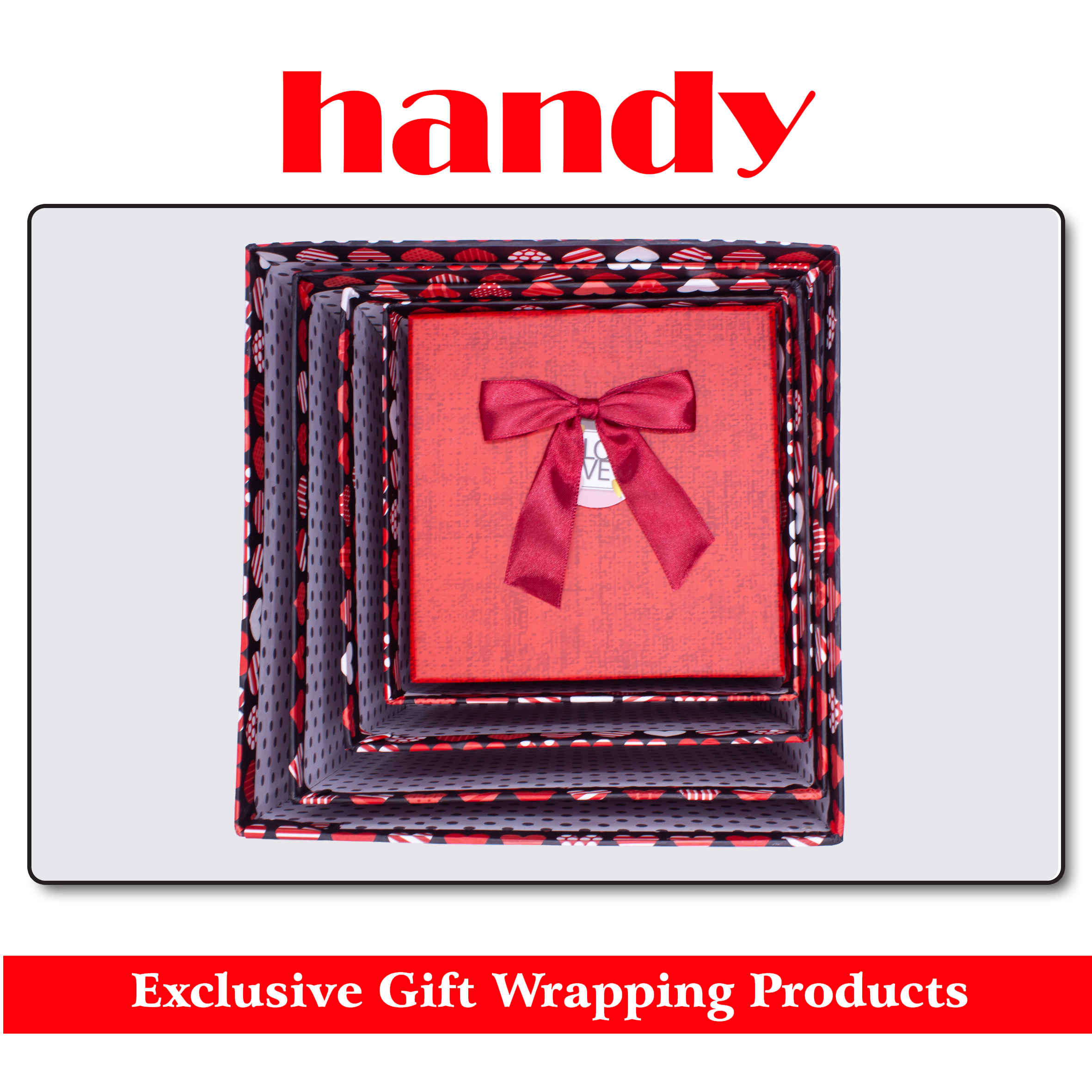 جعبه مربع بلند 5 سایز - طرح قلب