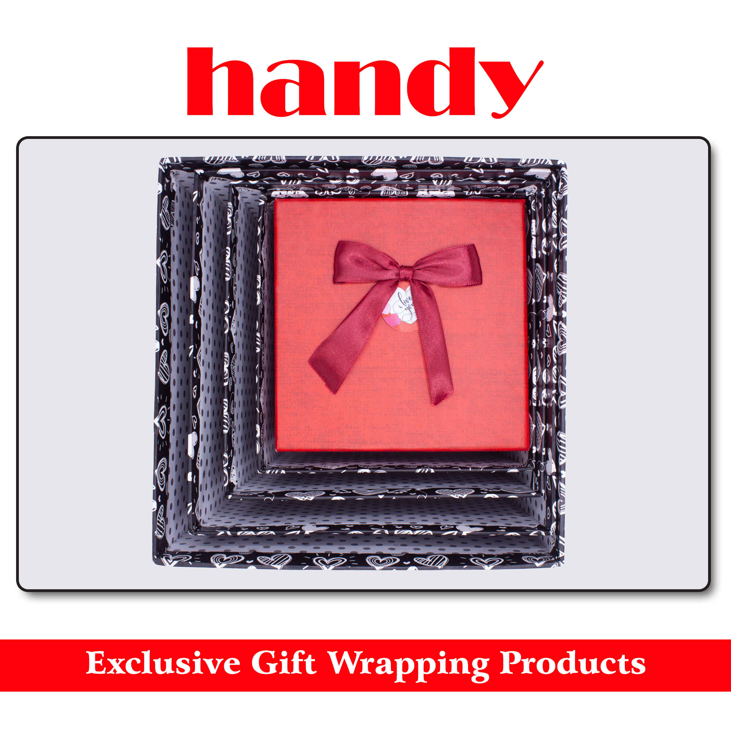 جعبه مربع بلند 5 سایز - طرح قلب