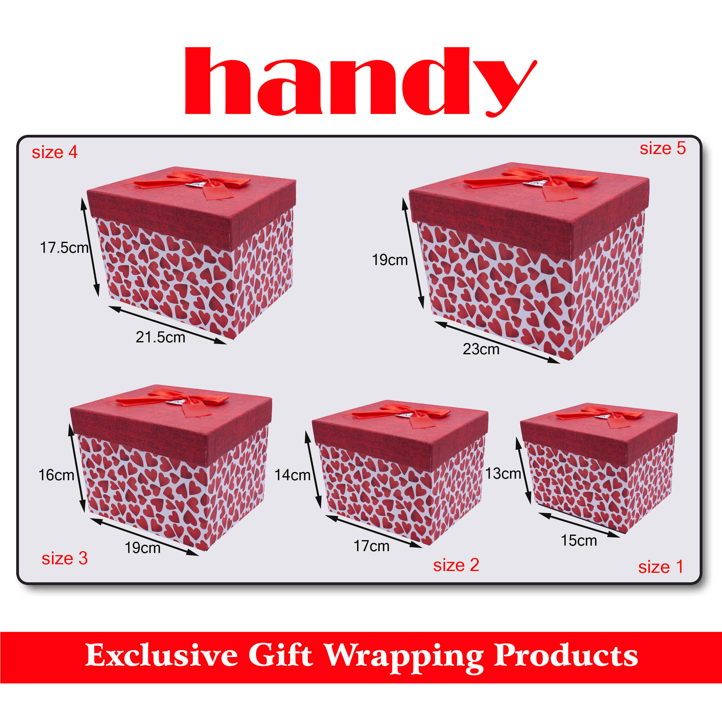 جعبه مربع بلند 5 سایز - طرح قلب