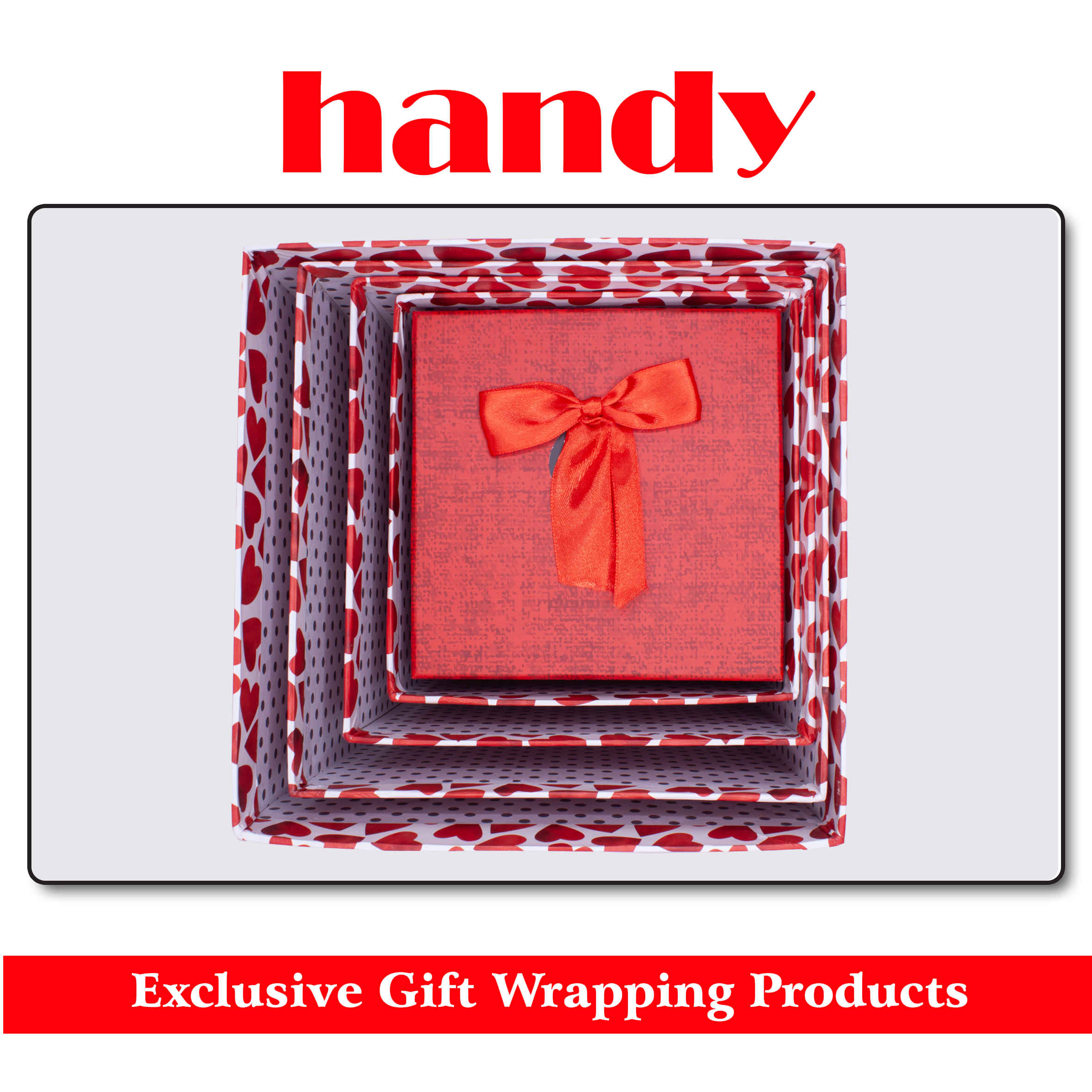 جعبه مربع بلند 5 سایز - طرح قلب