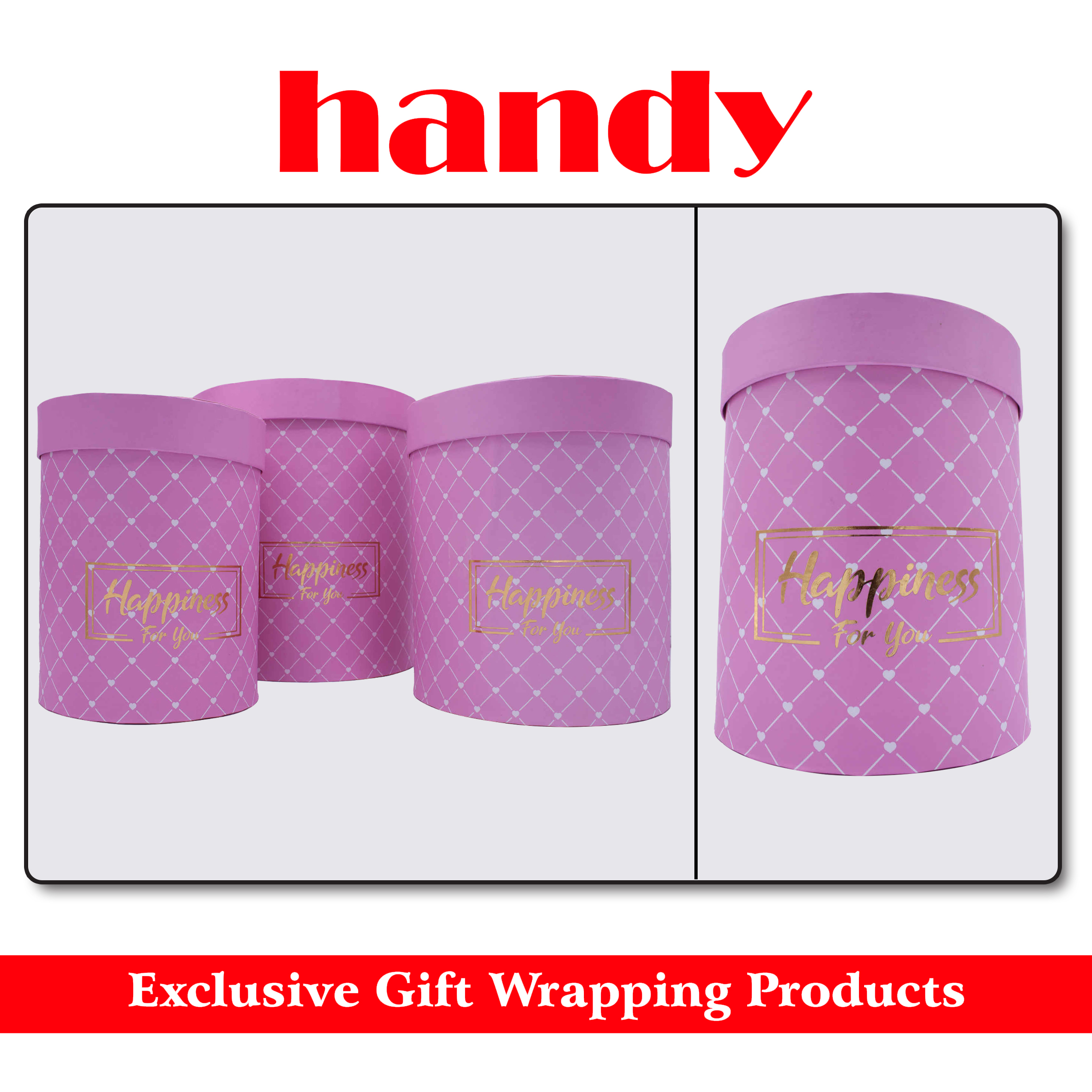 باکس گل استوانه 3 سایز لوزی -صورتی