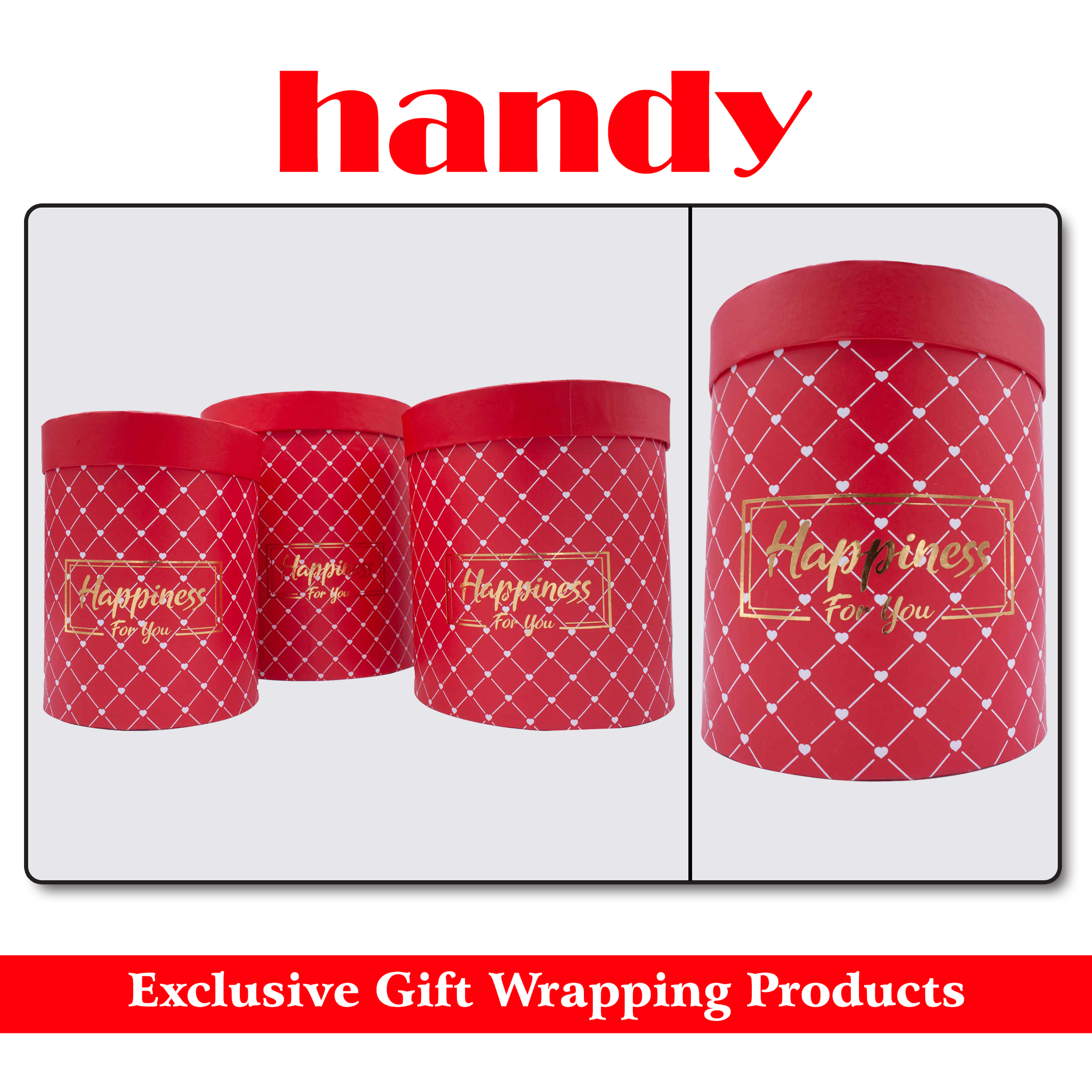 باکس گل استوانه 3 سایز لوزی -  قرمز