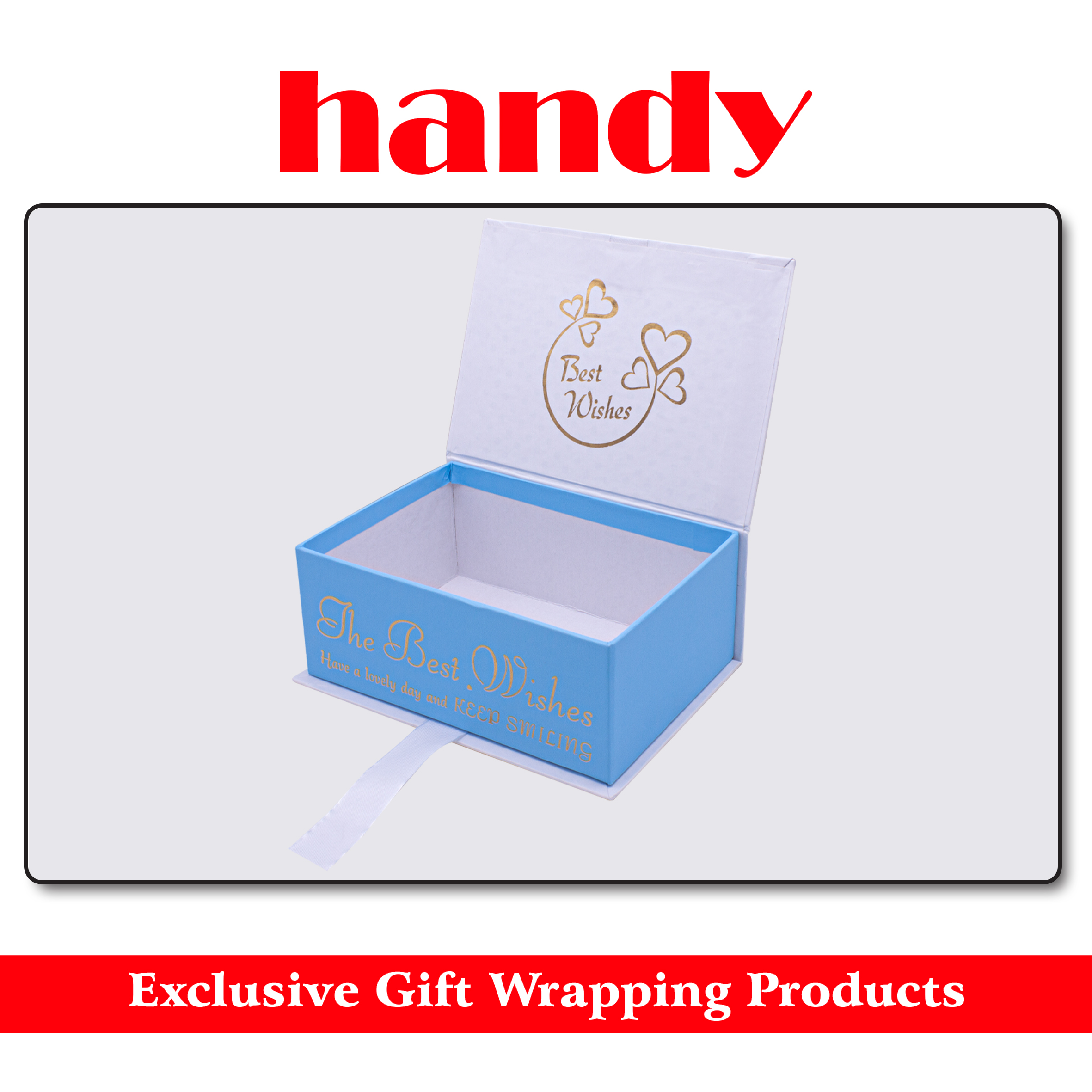 باکس گل کتابی مستطیل سایز 3 - سفید آبی